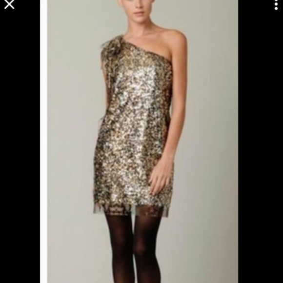 T Tahari One-Shoulder Black Sequin & Feather Cocktail Dress - Size 8 - Picture 7 of 7
